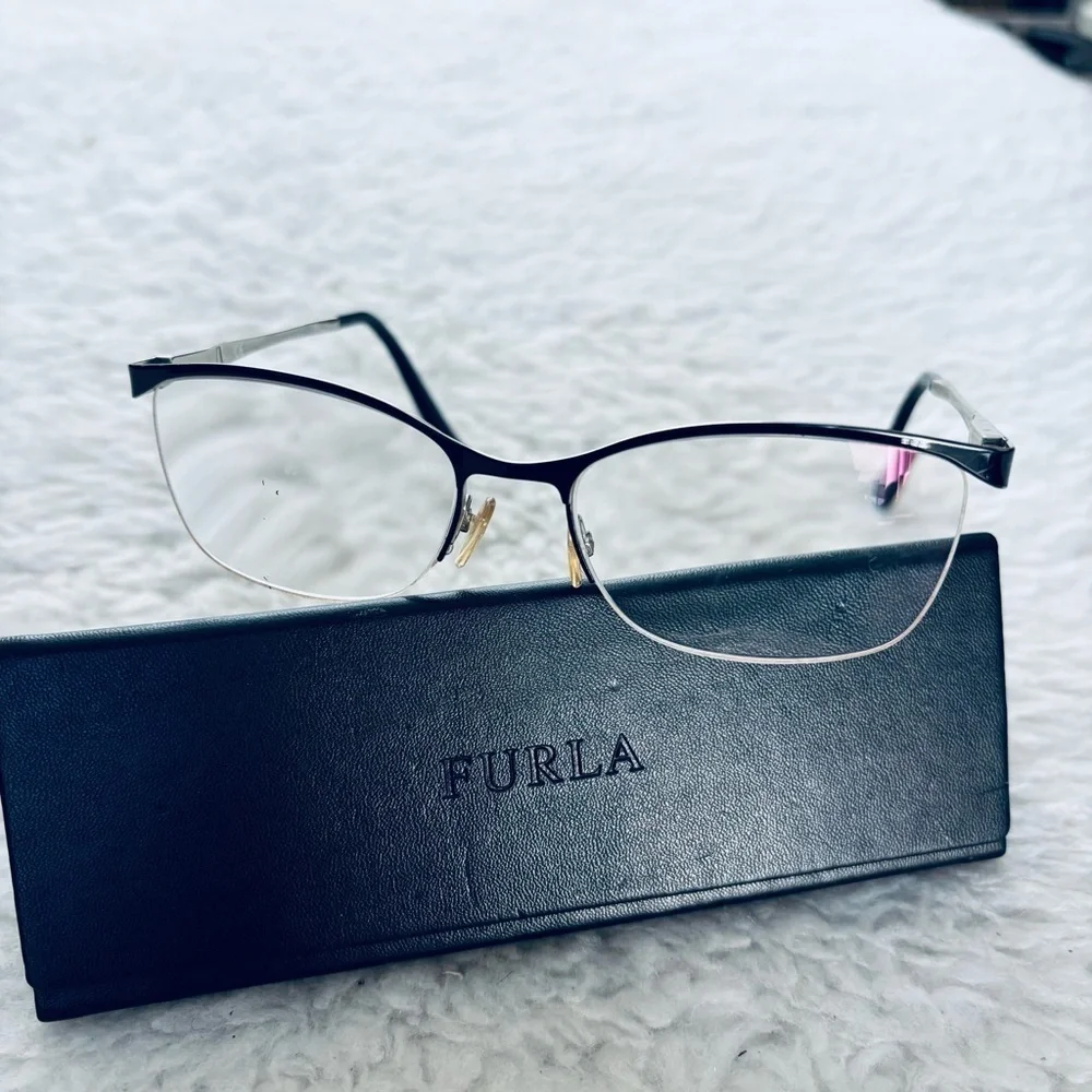 Furla Women's Black Half-Rim col.0583 Glasses Frame Only w/ case